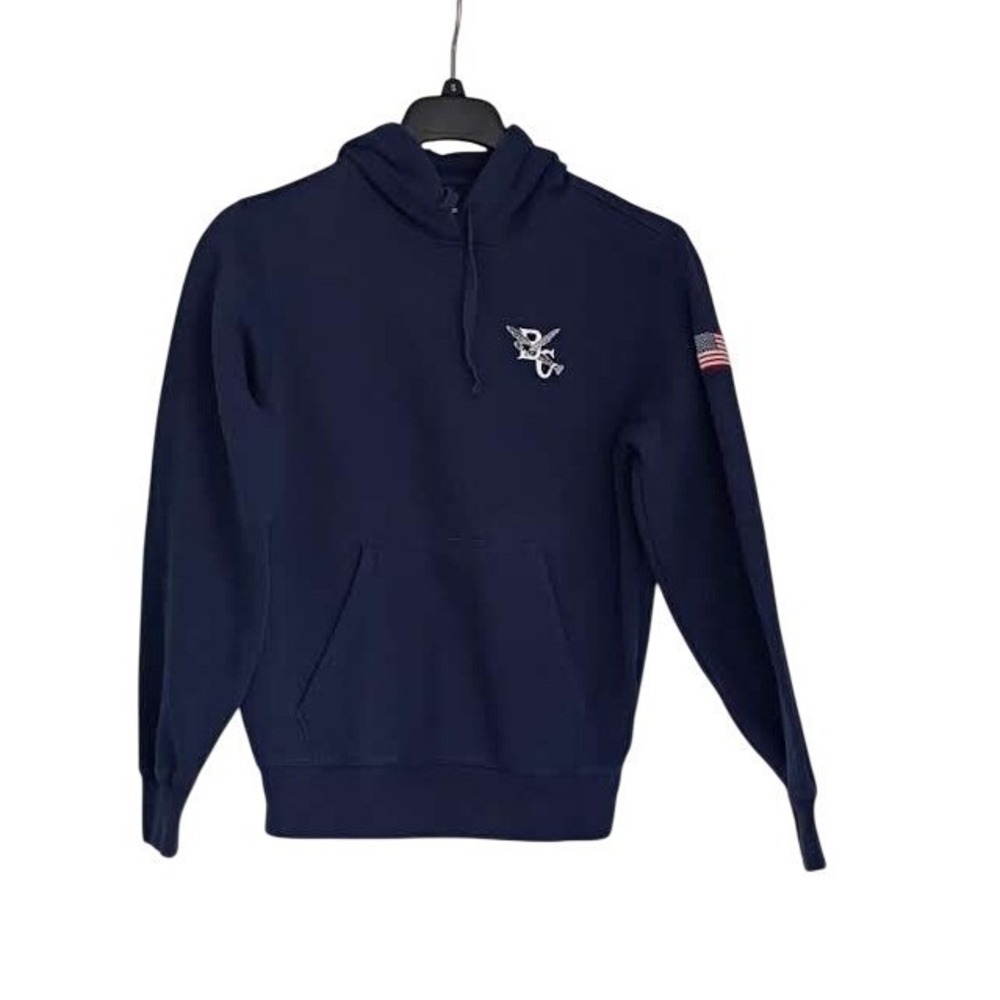 Sport-Tek Navy‎ Pullover Hoodie American Flag Patch Embroidered Logo NWOT Size L